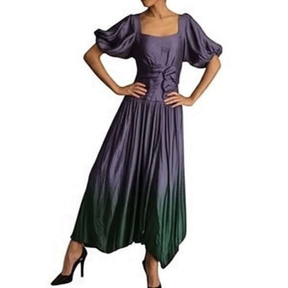 Vintage House of Bianchi 80s Ombre Formal Prom Evening Dress Size Large - Picture 1 of 15